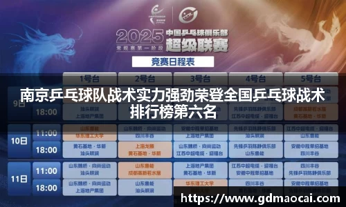 南京乒乓球队战术实力强劲荣登全国乒乓球战术排行榜第六名